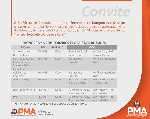 Prefeitura convida população para participar de reunião que irá elaborar “Processo Licitatório do Transporte Coletivo Urbano e Rural”